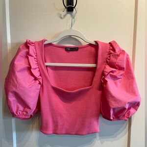 Zara Puffer Sleeve Top FREE SHIPPING
